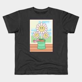 Copy of Flowers With Faces - Windowsill Kids T-Shirt